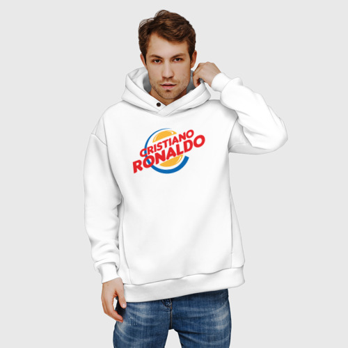 Мужское худи Oversize хлопок Ronaldo burger, цвет белый - фото 3