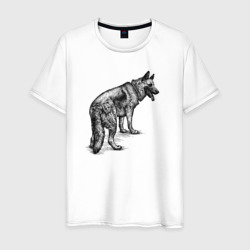 Немецкая овчарка гуляет – Мужская футболка хлопок с принтом купить со скидкой в -20%