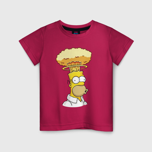 Детская футболка хлопок Бомбанувший Гомер , цвет маджента