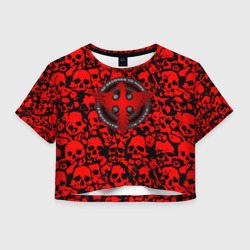 Женская футболка Crop-top 3D Thirty Seconds to Mars skull pattern