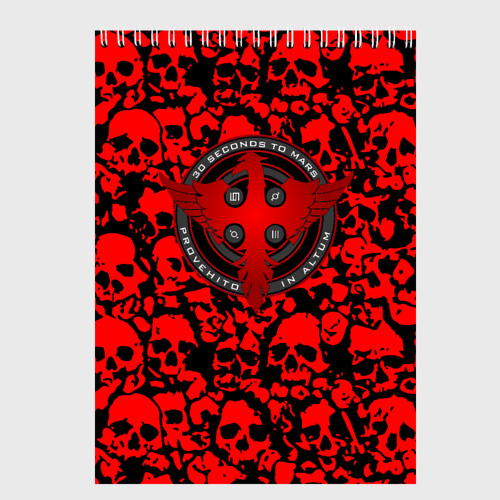 Скетчбук Thirty Seconds to Mars skull pattern, цвет белый