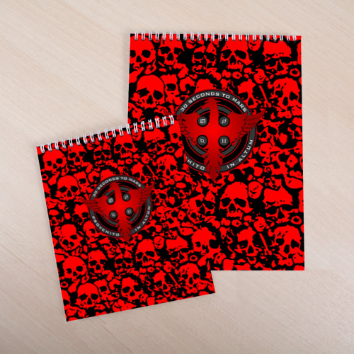 Скетчбук Thirty Seconds to Mars skull pattern, цвет белый - фото 4