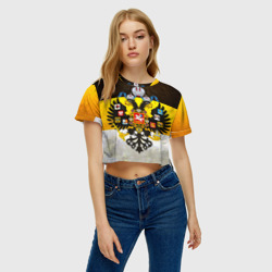 Женская футболка Crop-top 3D Империя Российская с гербом крупно - фото 2