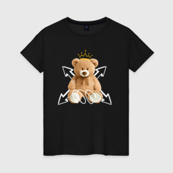 Женская футболка хлопок Плюшевый медвежонок в короне