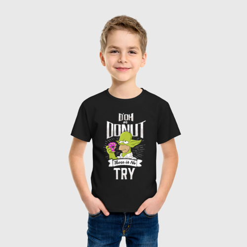 Детская футболка хлопок Doh or donut, цвет черный - фото 3