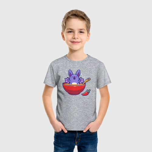 Детская футболка хлопок Летучая мышка отдыхает, цвет меланж - фото 3