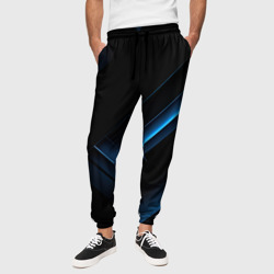 Синие неоновые полосы абстракт – Мужские брюки 3D с принтом купить