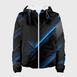 Синие неоновые полосы абстракт – Женская куртка 3D с принтом купить со скидкой в -10%