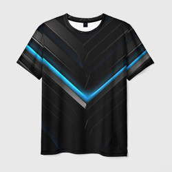 Черная   абстракция  с синим   неоновым  ярким  свечением – Мужская футболка 3D с принтом купить со скидкой в -26%