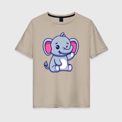 Женская футболка хлопок Oversize Подмигивающий слоник