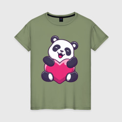 Женская футболка хлопок Сердце панды