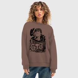 Женский свитшот oversize без начеса хлопок Эйкити Онидзука - GTO - фото 2