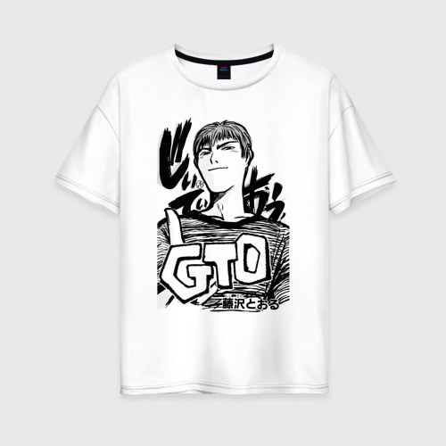 Женская футболка хлопок Oversize Эйкити Онидзука - GTO, цвет белый