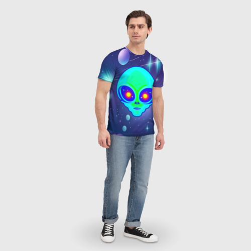 Мужская футболка 3D Пришелец в космосе , цвет 3D печать - фото 5