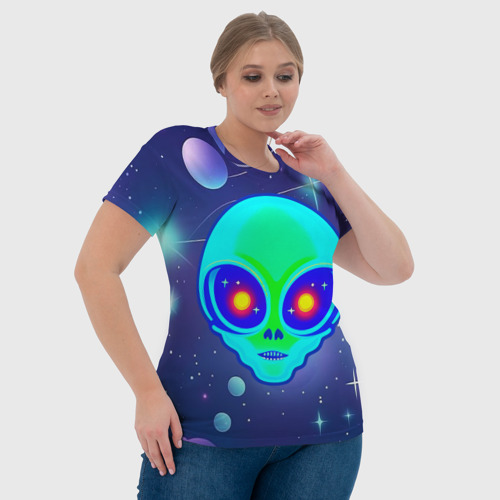 Женская футболка 3D Пришелец в космосе , цвет 3D печать - фото 6