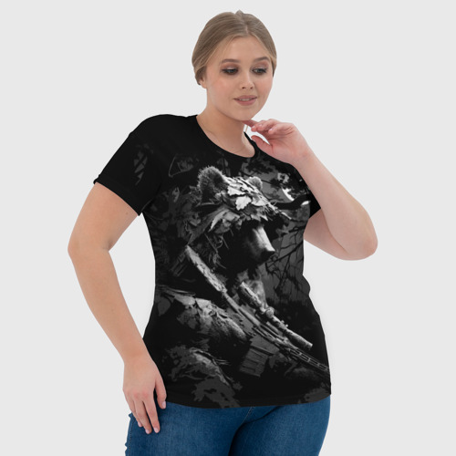 Женская футболка 3D Медведь ночной снайпер , цвет 3D печать - фото 6