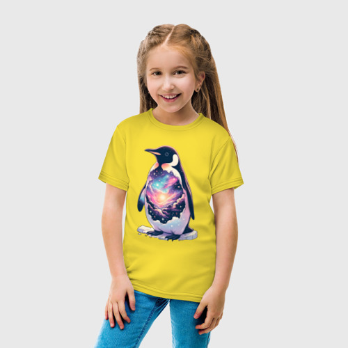 Детская футболка хлопок с принтом Пингвин с космосом, вид сбоку #3