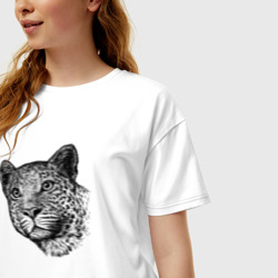 Женская футболка хлопок Oversize Морда леопарда - фото 2