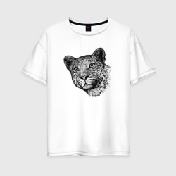 Женская футболка хлопок Oversize Морда леопарда