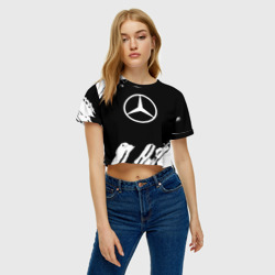 Женская футболка Crop-top 3D Mercedes benz краски спорт - фото 2