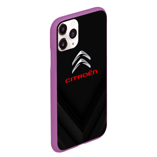 Чехол для iPhone 11 Pro Max матовый Citroen sport geometry, цвет фиолетовый - фото 3