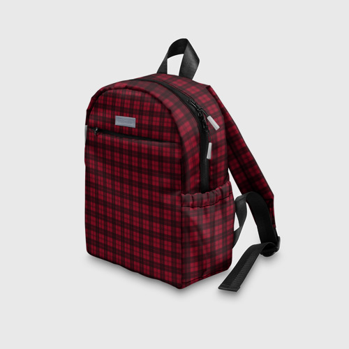 Детский рюкзак 3D с принтом Тёмно-красный в шотландском стиле, вид сбоку #3