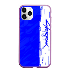 Чехол для iPhone 11 Pro Max матовый Cyberpunk 2077 blue найтсити