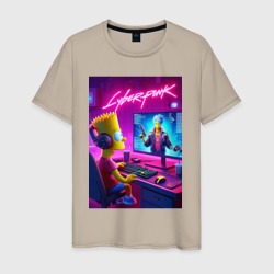 Мужская футболка хлопок Gamer Bart - cyberpunk
