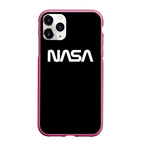Чехол для iPhone 11 Pro Max матовый NASA space logo, цвет малиновый