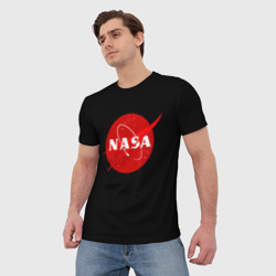 Мужская футболка 3D NASA redlogo space usa - фото 2