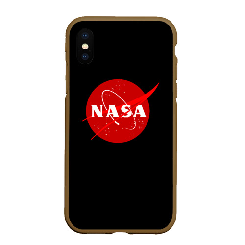 Чехол для iPhone XS Max матовый с принтом NASA redlogo space usa, вид спереди #2