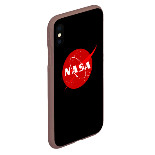 Чехол для iPhone XS Max матовый с принтом NASA redlogo space usa, вид сбоку #3