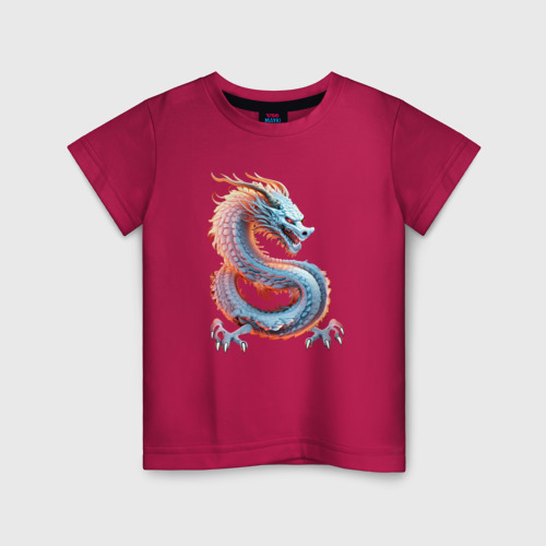 Детская футболка хлопок с принтом Мерцающий дракон, вид спереди #2