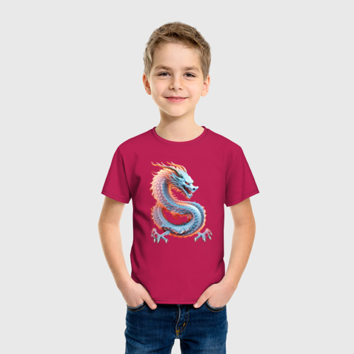 Детская футболка хлопок с принтом Мерцающий дракон, фото на моделе #1