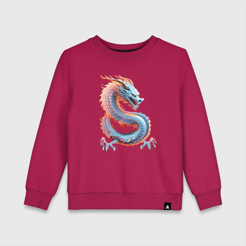 Детский свитшот хлопок с принтом Мерцающий дракон, вид спереди #2