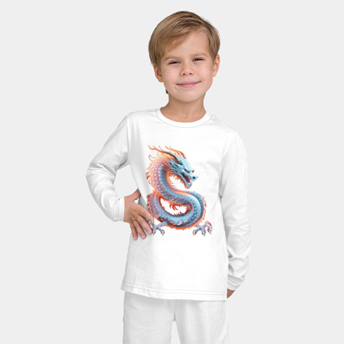 Детская пижама с лонгсливом хлопок с принтом Мерцающий дракон, фото на моделе #1