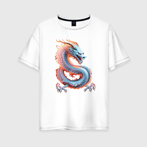 Женская футболка хлопок Oversize с принтом Мерцающий дракон, вид спереди #2