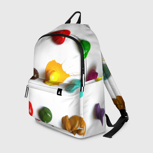 Рюкзак 3D с принтом Палитра красок на белом фоне, вид спереди #2