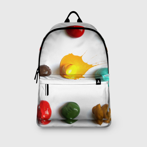 Рюкзак 3D с принтом Палитра красок на белом фоне, вид сбоку #3