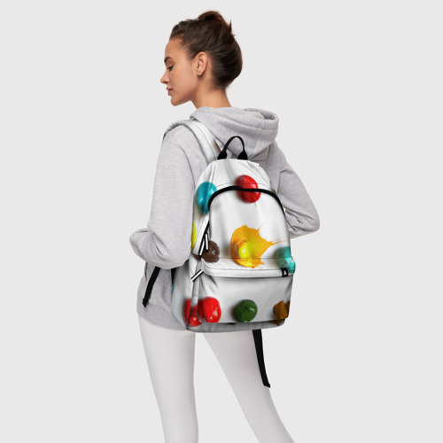 Рюкзак 3D с принтом Палитра красок на белом фоне, фото #4