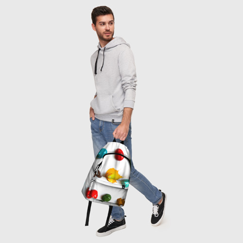 Рюкзак 3D с принтом Палитра красок на белом фоне, фото #5