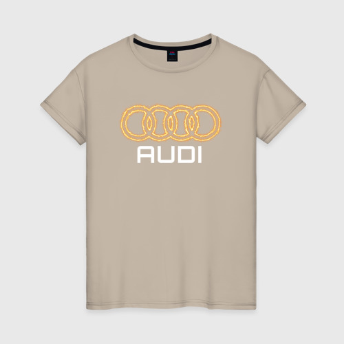 Женская футболка хлопок с принтом Audi fire, вид спереди #2