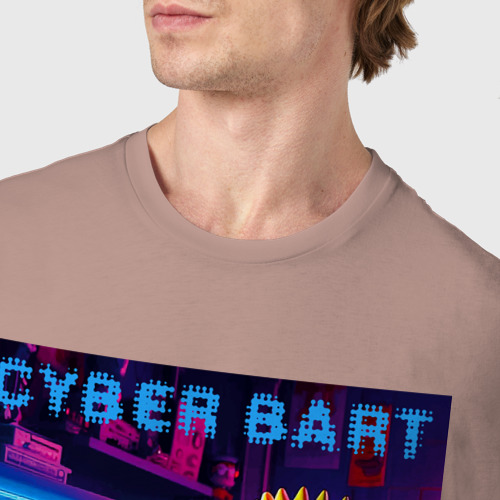 Мужская футболка хлопок Cyber Bart is an avid gamer, цвет пыльно-розовый - фото 6