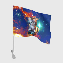 Флаг для автомобиля Удивительный мир котёнка игромана