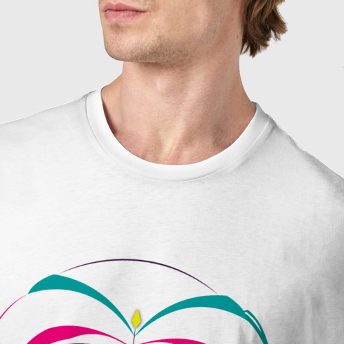 Мужская футболка хлопок с принтом Цветные линии и круг, фото #4