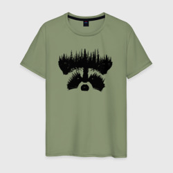 Енот в лесу – Мужская футболка хлопок с принтом купить со скидкой в -20%