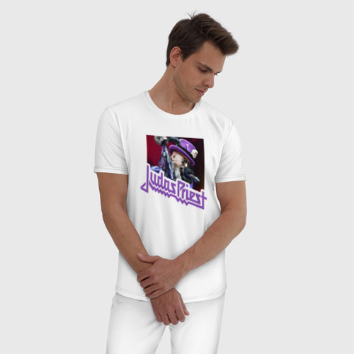 Мужская пижама хлопок Rob Halford - Judas Priest, цвет белый - фото 3
