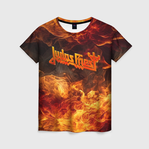 Женская футболка 3D с принтом Fire - Judas Priest, вид спереди #2