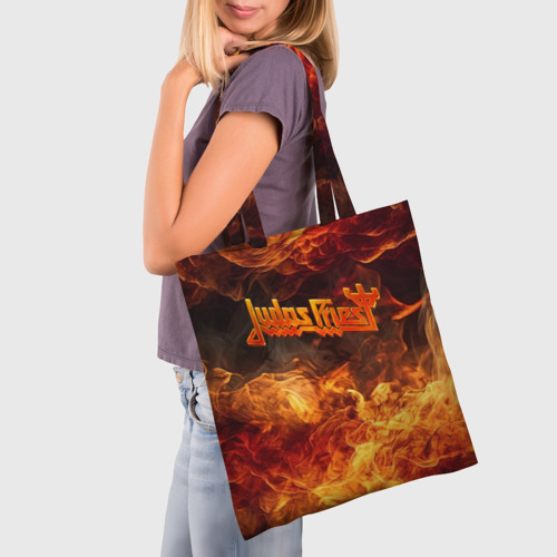 Шоппер 3D с принтом Fire - Judas Priest, фото на моделе #1