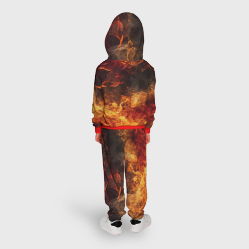 Детский костюм с толстовкой с принтом Fire - Judas Priest, вид сзади #2
